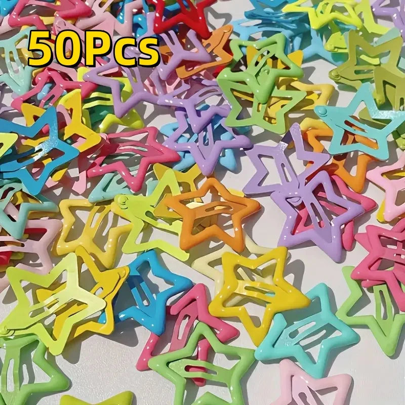 20/50Pcs Star-Shaped Alloy Hair Clips Elegant Retro Style Lightweight Hollow-Out Design Hair Accessories for Daily Wear Styling
