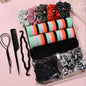 1109pcs Women Dark Hair Accessories Set Elastic Seamless Ponytail Scrunchies Small Rubber Bands Fashion Hair Ties Headbands