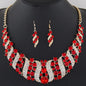 Romantic 2 Pieces/set Wedding Jewelry Set Shiny Crystal Bridal Jewelry Set Ladies Necklace Earrings