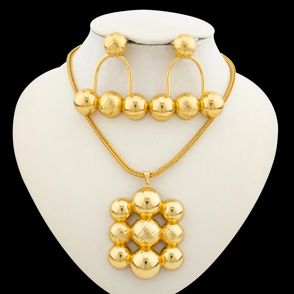 Jewelry Set for Women Luxury Pendant Necklace and Dangle Earrings Weddings Bridal Bangle Ring Set Gifts ﻿