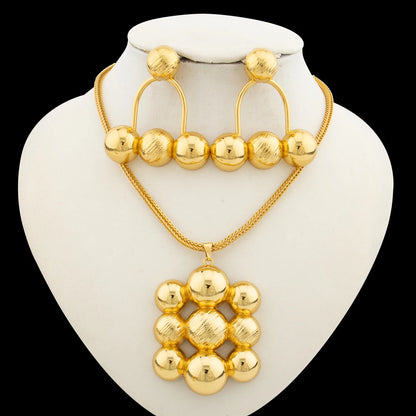 Jewelry Set for Women Luxury Pendant Necklace and Dangle Earrings Weddings Bridal Bangle Ring Set Gifts ﻿