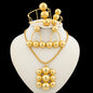 Jewelry Set for Women Luxury Pendant Necklace and Dangle Earrings Weddings Bridal Bangle Ring Set Gifts ﻿