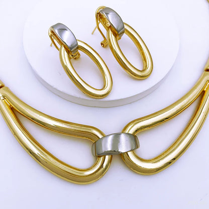 Arabic Jewelry Set For Women Charm 18k Gold Plated Full Jewelry Black And Gold Color Necklace Set Party Accessories