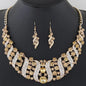 Romantic 2 Pieces/set Wedding Jewelry Set Shiny Crystal Bridal Jewelry Set Ladies Necklace Earrings