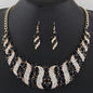 Romantic 2 Pieces/set Wedding Jewelry Set Shiny Crystal Bridal Jewelry Set Ladies Necklace Earrings