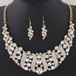 Romantic 2 Pieces/set Wedding Jewelry Set Shiny Crystal Bridal Jewelry Set Ladies Necklace Earrings