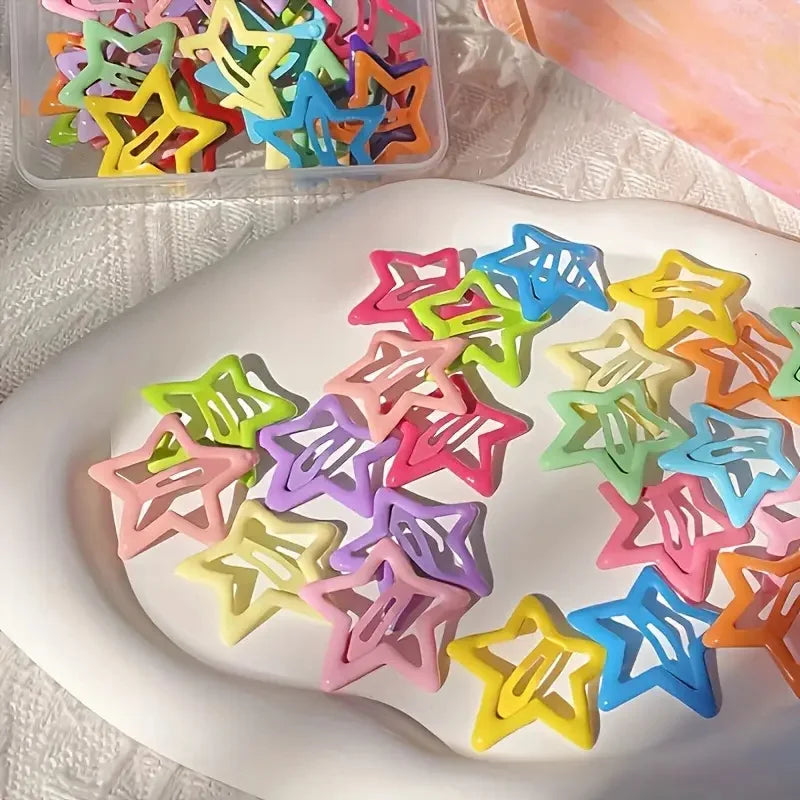 20/50Pcs Star-Shaped Alloy Hair Clips Elegant Retro Style Lightweight Hollow-Out Design Hair Accessories for Daily Wear Styling