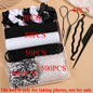 1109pcs Women Dark Hair Accessories Set Elastic Seamless Ponytail Scrunchies Small Rubber Bands Fashion Hair Ties Headbands
