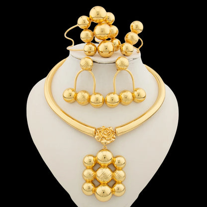 Jewelry Set for Women Luxury Pendant Necklace and Dangle Earrings Weddings Bridal Bangle Ring Set Gifts ﻿